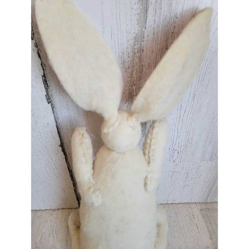 Felt white Easter Bunny spring plush home decor figure vintage unique‎